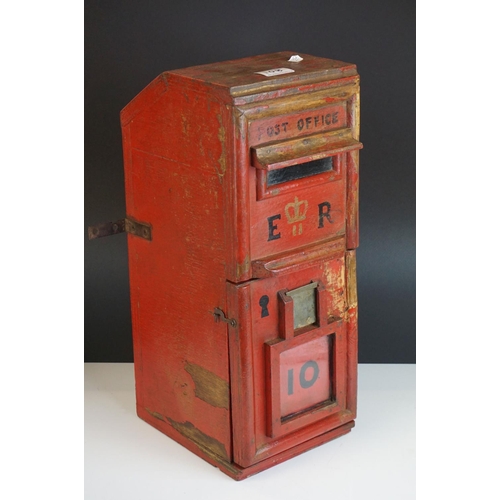 108 - Vintage Red Painted Wooden Letter Box