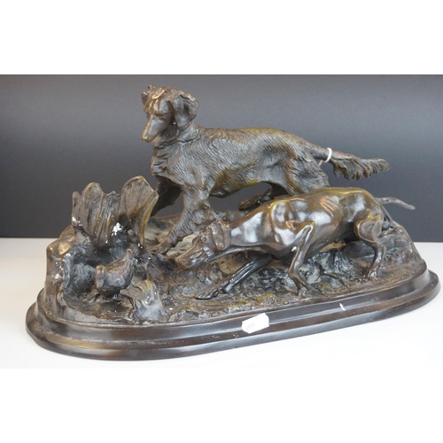 112 - After Mene, Bronze Sculpture of gun dogs, signed.