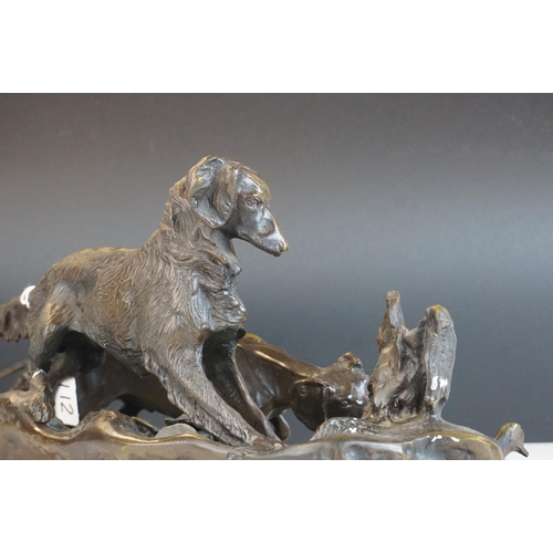 112 - After Mene, Bronze Sculpture of gun dogs, signed.