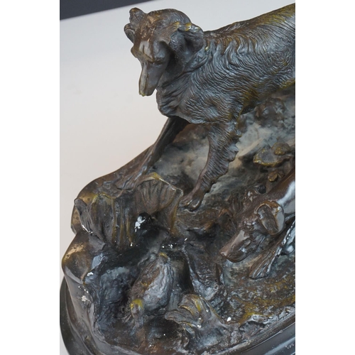 112 - After Mene, Bronze Sculpture of gun dogs, signed.
