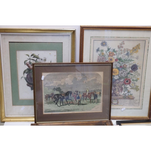 128 - Collection of Seven Framed and Glazed Pictures including Pair of 19th century J. Sturgess Horse Raci... 