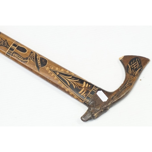 149 - Polish Wooden Carved Alpine Walking Stick, the carved handle in the form of an Eagle's head, carved ... 