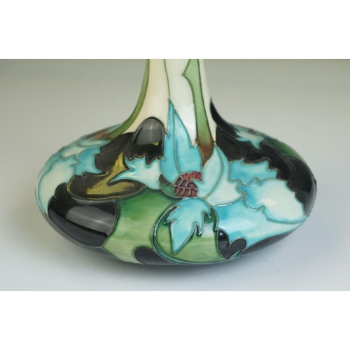 152 - Boxed Moorcroft Pottery Squat Bottle Neck Vase in the Sea Holly pattern, designed by Emma Bossons an... 