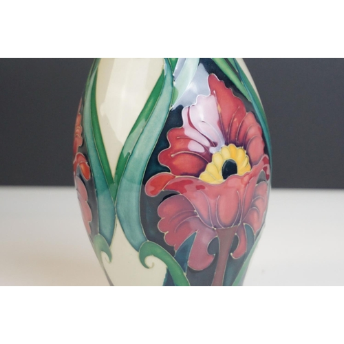 154 - Boxed Moorcroft Pottery Vase in the Burslem Poppy pattern, designed and signed by Rachel Bishop and ... 