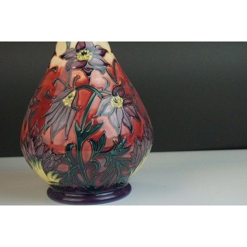155 - Moorcroft Bottle Neck Vase with tubed lined floral pattern, impressed marks to base and dated 2000, ... 