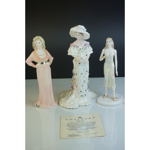 156 - Coalport ' The Lovely Lady Christabel ' Figurine with coa  together with Two other Figurines ' Weste... 