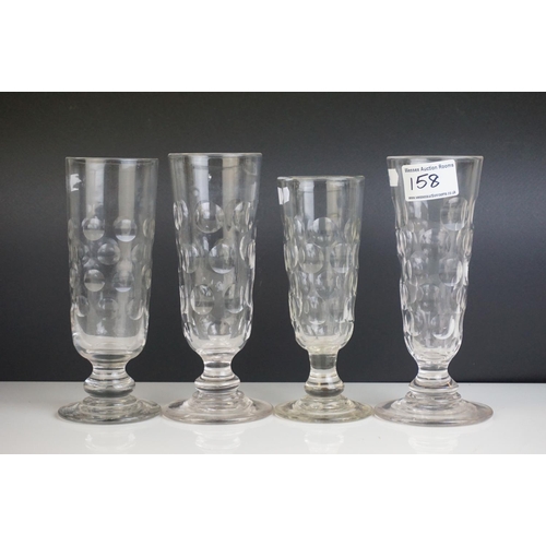 158 - Four similar 19th century Ale Drinking Glasses with Wheel Engraving, 19cms high