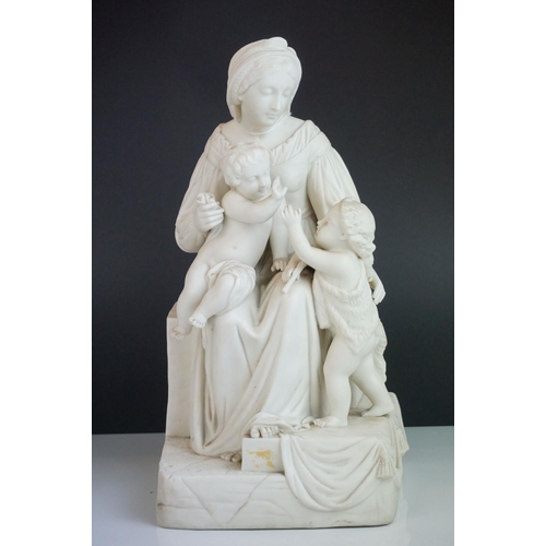 166 - An antique Parian ware figure of a woman with children.