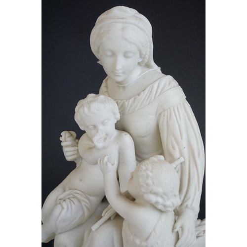 166 - An antique Parian ware figure of a woman with children.