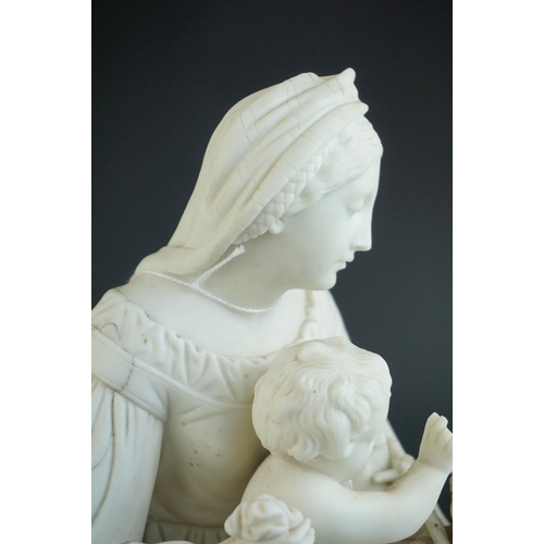 166 - An antique Parian ware figure of a woman with children.