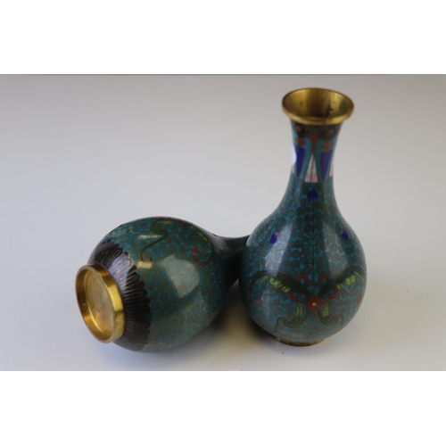 171 - A pair of vintage oriental cloisonne vases (A/F).