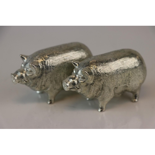 173 - Pair of Silver Plated Novelty Condiments in the form of Pigs