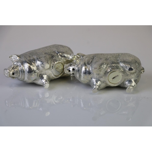 173 - Pair of Silver Plated Novelty Condiments in the form of Pigs
