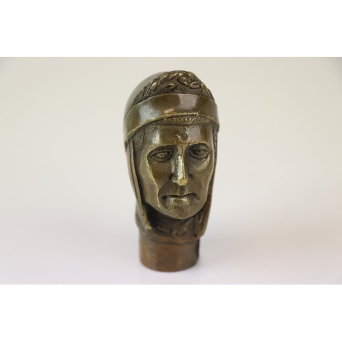 177 - A bronze walking stick handle in the form of Dante.