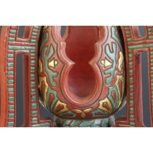 19 - A late 19th century art nouveau pottery vase with painted decoration.