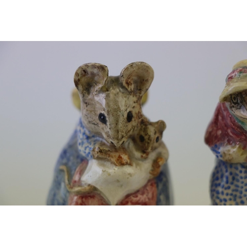 193 - Three c1940 Beswick Beatrix Potter (with hollow bases, possibly test pieces) including Hunca Munca w... 