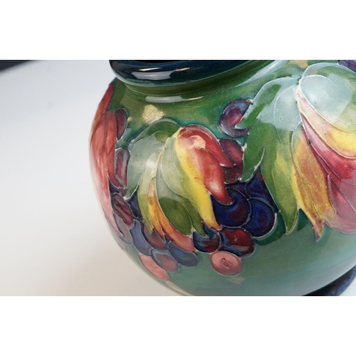 2 - Moorcroft Globular Vase in the Berry & Leaves pattern on a green ground, impressed facsimile signatu... 