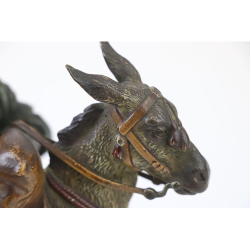 205 - Franz Bergman cold painted bronze of a middle eastern figure with donkey, signed to saddle and numbe... 