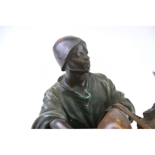 205 - Franz Bergman cold painted bronze of a middle eastern figure with donkey, signed to saddle and numbe... 