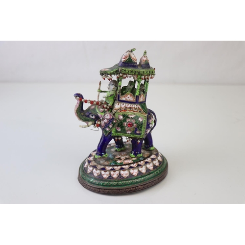 206 - A 19th century Indian enamel elephant, approx 15cm in height.