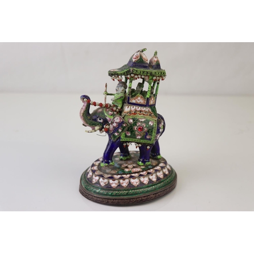 206 - A 19th century Indian enamel elephant, approx 15cm in height.