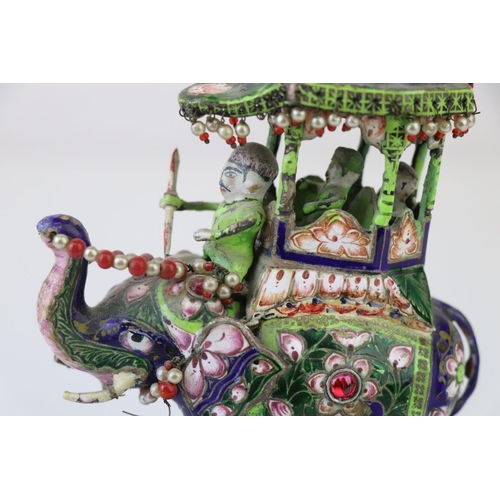 206 - A 19th century Indian enamel elephant, approx 15cm in height.