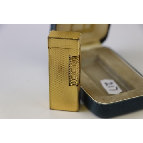 220 - Boxed Dunhill Gold plated Lighter, complete with instruction booklet