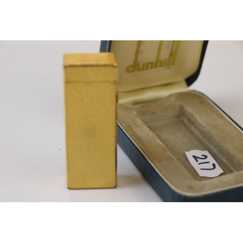 220 - Boxed Dunhill Gold plated Lighter, complete with instruction booklet