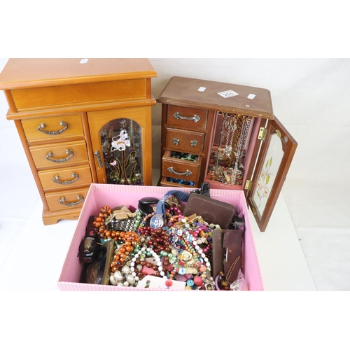 250 - A collection of mainly contemporary costume jewellery contained within three boxes.