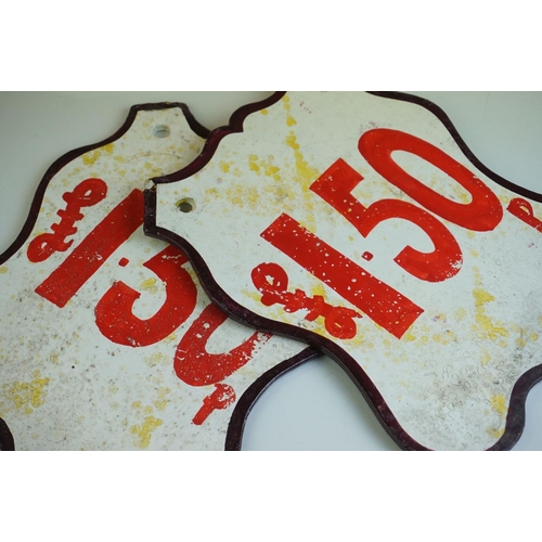 29 - Four Painted Wooden Fairground Price Signs including ' 3 Balls for 1.50 ', between 25cms to 28cms hi... 