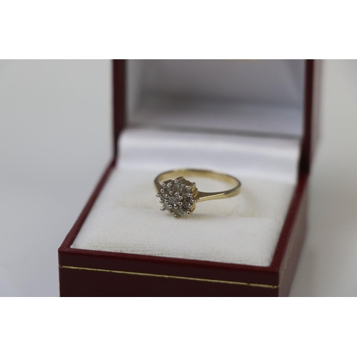 303 - 9ct Yellow Gold Diamond Cluster Ring