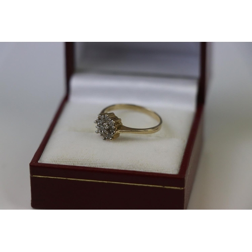 303 - 9ct Yellow Gold Diamond Cluster Ring