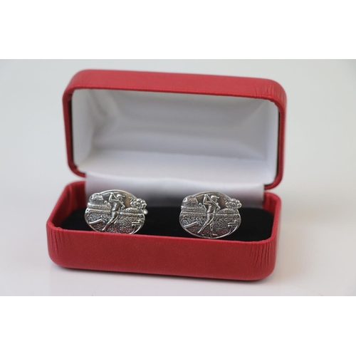 304 - Pair of Silver Cufflinks with golfing images