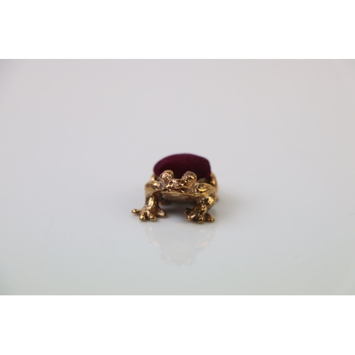 305 - Brass Cased Frog Pin Cushion