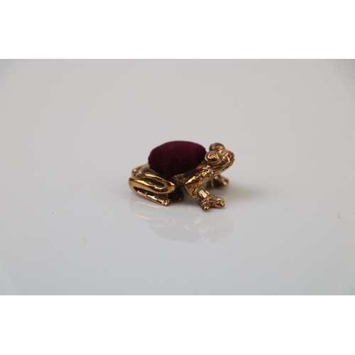 305 - Brass Cased Frog Pin Cushion