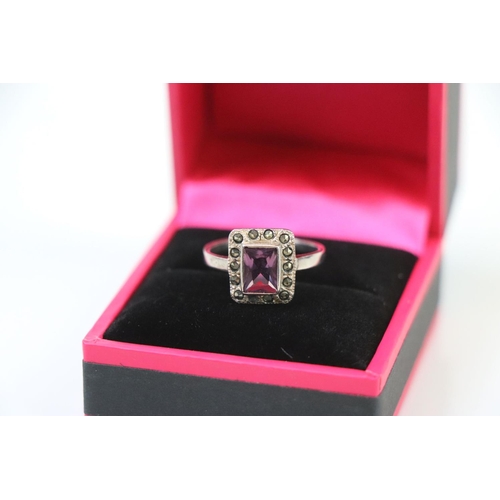 309 - Silver, Marcasite and Amethyst Art Deco style Ring