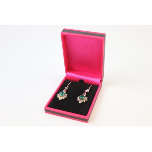 312 - Pair of Silver and Jade Drop Earrings