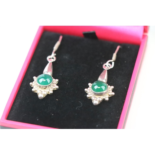 312 - Pair of Silver and Jade Drop Earrings