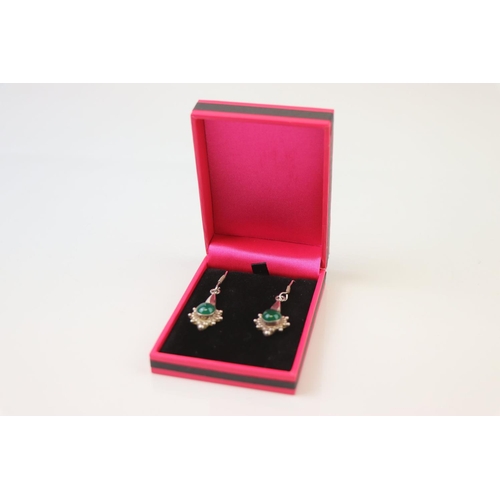 312 - Pair of Silver and Jade Drop Earrings