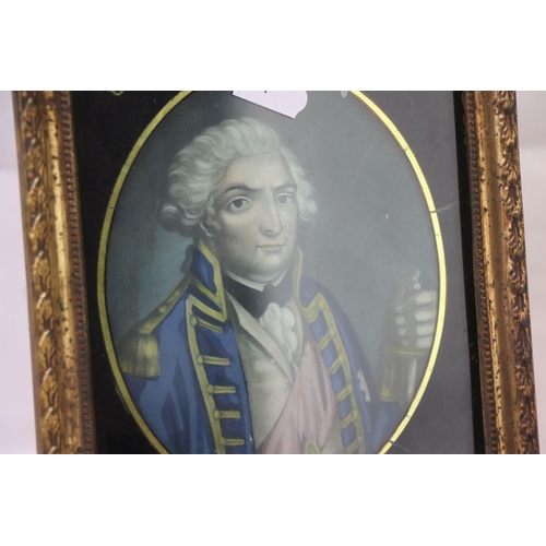 324 - A pair of framed and glazed portraits of a naval officer, possibly Nelson.