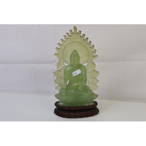 332 - A Chinese Jadeite figure of Buddha Shakyamuni, seated in dhyansana with his hands in bhumisparsha mu... 