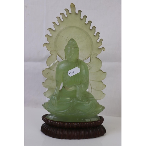 332 - A Chinese Jadeite figure of Buddha Shakyamuni, seated in dhyansana with his hands in bhumisparsha mu... 