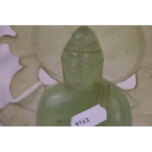 332 - A Chinese Jadeite figure of Buddha Shakyamuni, seated in dhyansana with his hands in bhumisparsha mu... 