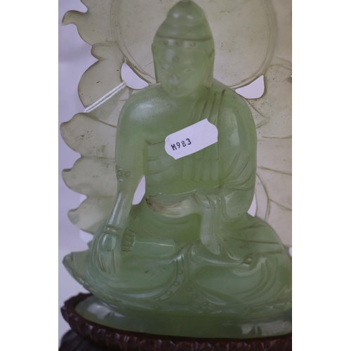 332 - A Chinese Jadeite figure of Buddha Shakyamuni, seated in dhyansana with his hands in bhumisparsha mu... 