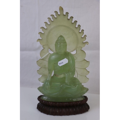 332 - A Chinese Jadeite figure of Buddha Shakyamuni, seated in dhyansana with his hands in bhumisparsha mu... 