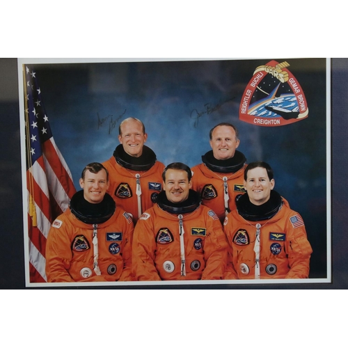 342 - A framed Space Shuttle ephemera group to include singed photo image of Colonel Mark N Brown,image of... 