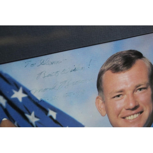 342 - A framed Space Shuttle ephemera group to include singed photo image of Colonel Mark N Brown,image of... 