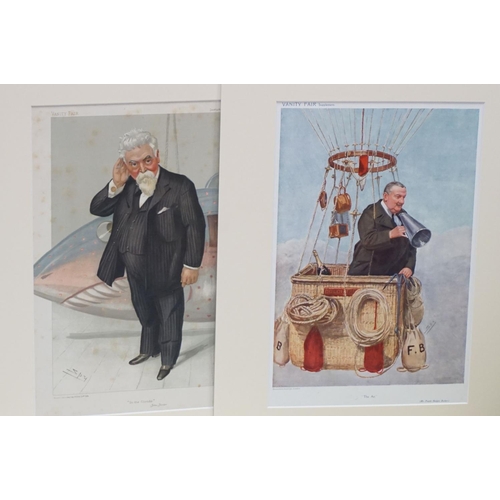 346 - Eight Vanity Fair Aviation Themed Prints including Four ' Men of the Day ' Series ( All British, Fli... 