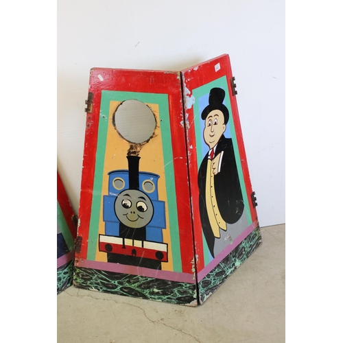 352 - Three painted hinged twin panel fairground games Thomas The Tank Engine, Postman Pat and Peppa Pig.