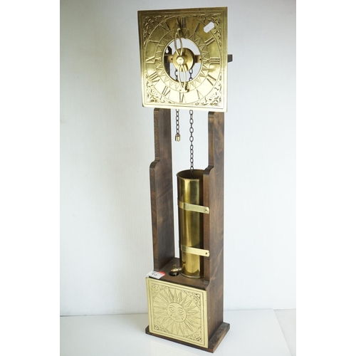 40 - Art Nouveau style wooden and brass mounted water clock.